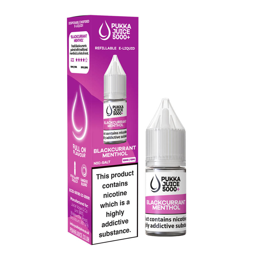 Blackcurrant Menthol Pukka 5000+ E-Liquid Nicotine Salt By Pukka Juice 10ml