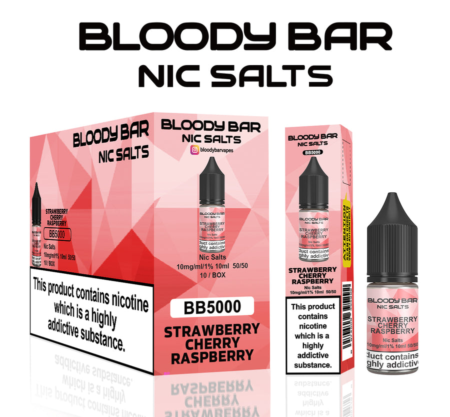 Strawberry Raspberry Cherry E-Liquid Nicotine Salt By Bloody Bar 10ml