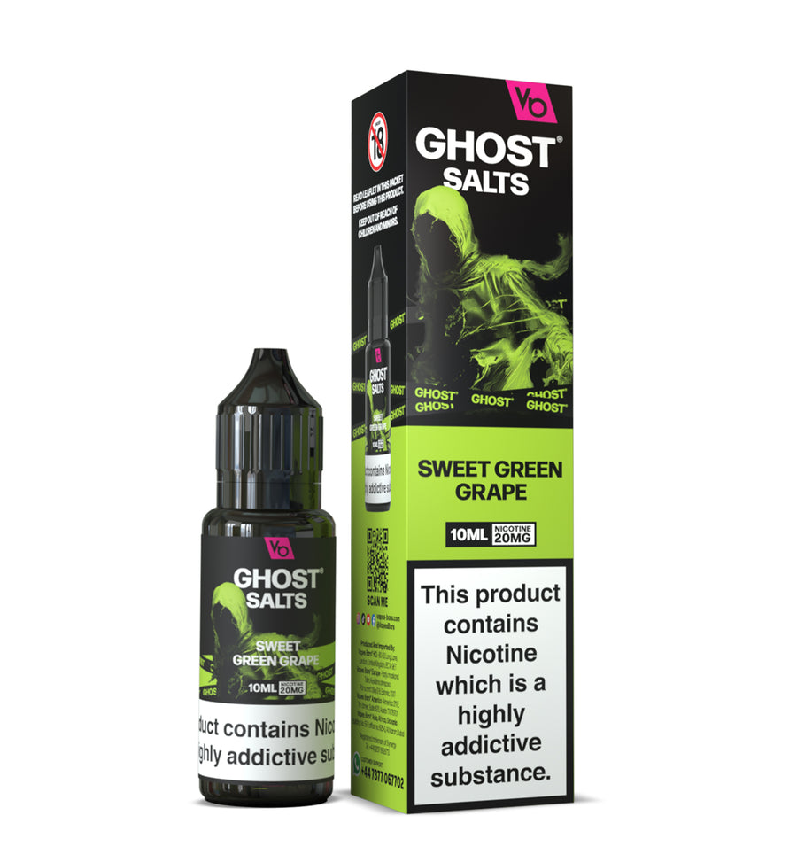 Sweet Green Grape GHOST SALTS E-Liquid Nicotine Salt By Vapes Bars 10ml