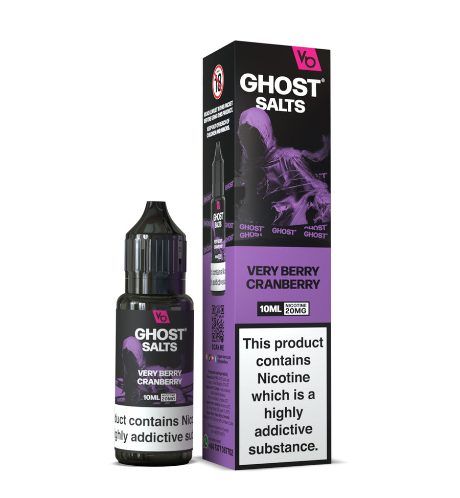 Very Berry Cranberry GHOST SALTS E-Liquid Nicotine Salt By Vapes Bars 10ml
