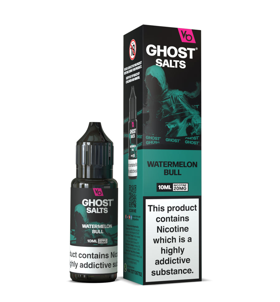 Watermelon Bull GHOST SALTS E-Liquid Nicotine Salt By Vapes Bars 10ml