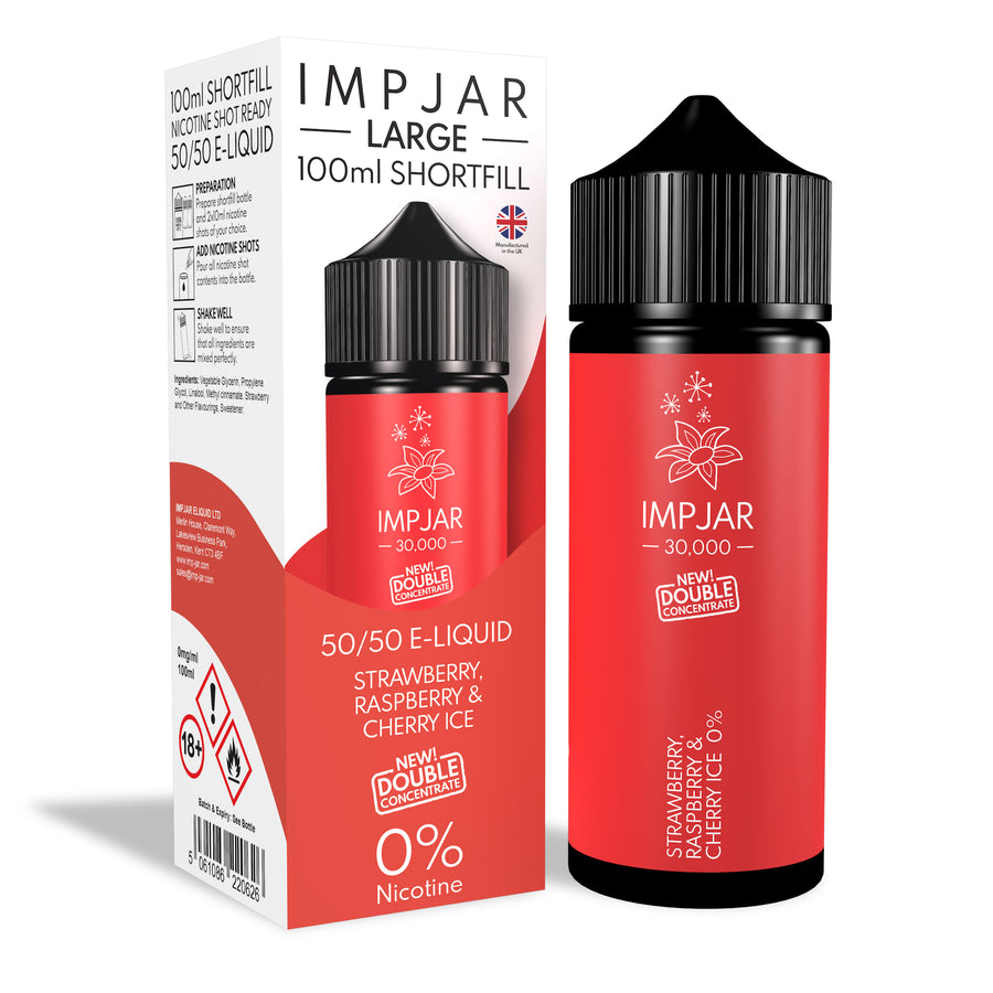 Strawberry Raspberry Cherry Ice E-Liquid 30000 Shortfill By Impjar 100ml