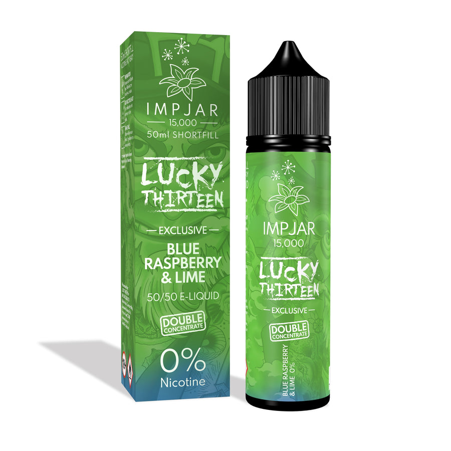 Blue Raspberry & Lime E-Liquid Shortfill By Impjar x Lucky Thirteen 15000 50ml
