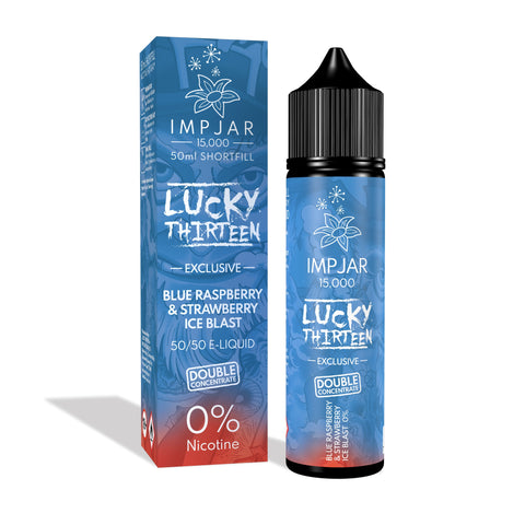 Blue Raspberry & Strawberry Ice Blast E-Liquid Shortfill By Impjar x Lucky Thirteen 15000 50ml