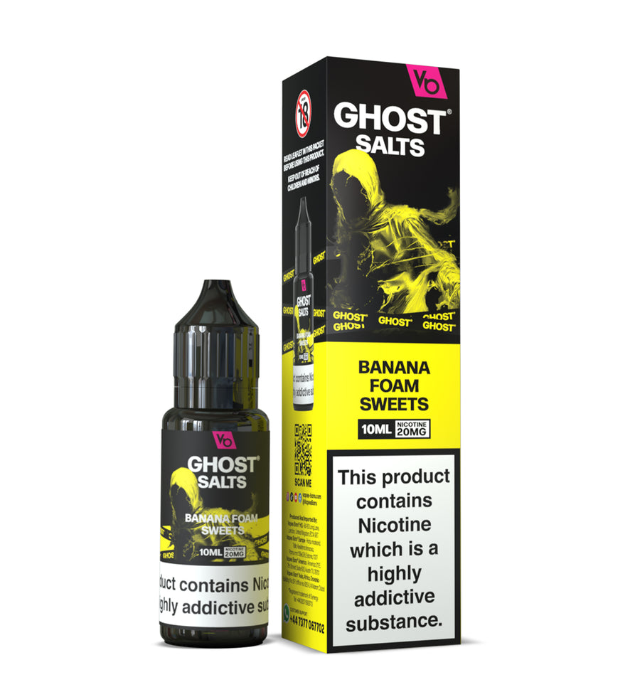 Banana Foam Sweets GHOST SALTS E-Liquid Nicotine Salt By Vapes Bars 10ml