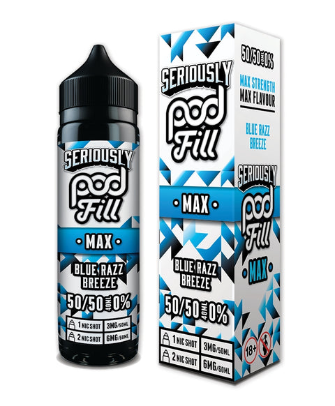 Blue Razz Breeze Seriously Max Pod Fill E-Liquid Shortfill By Doozy 40ml