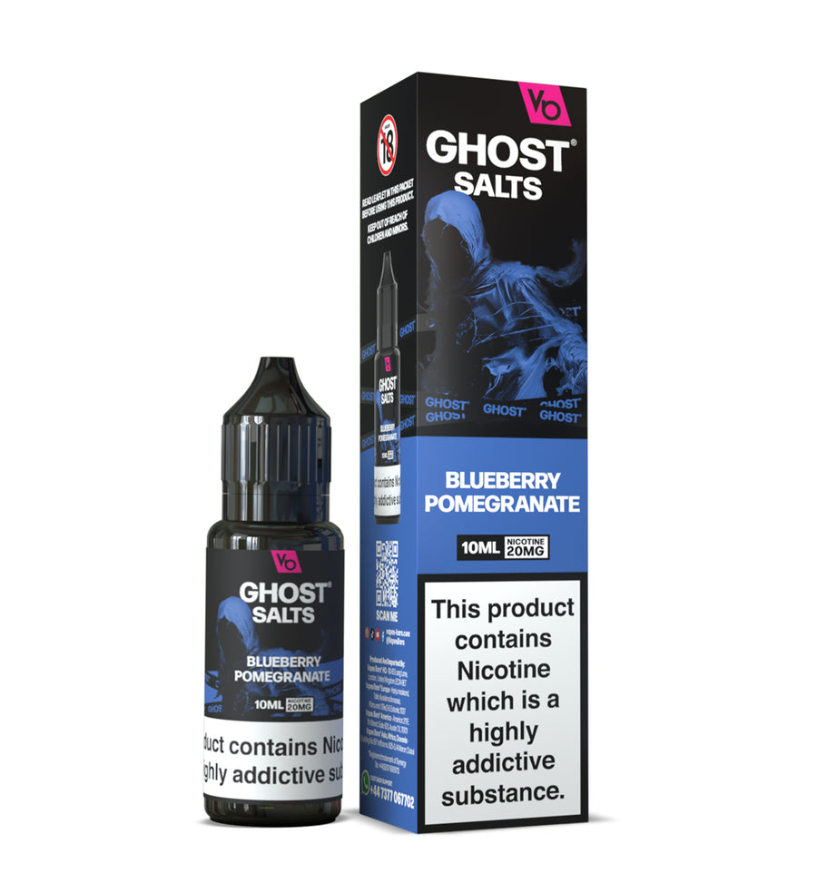 Blueberry Pomegranate GHOST SALTS E-Liquid Nicotine Salt By Vapes Bars 10ml