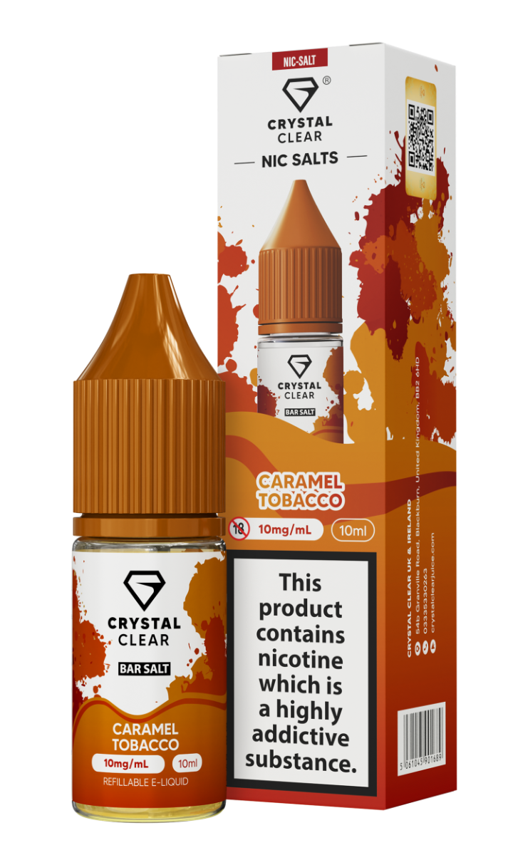 Caramel Tobacco E-Liquid Nicotine Bar Salt By Crystal Clear 10ml