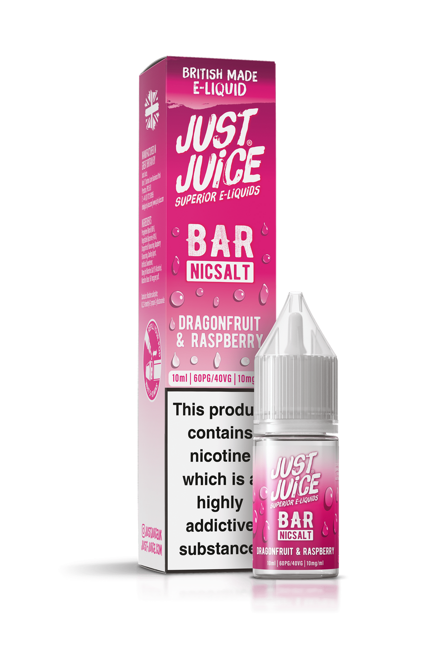 Dragonfruit & Raspberry Bar Range E-Liquid Nicotine Salt By Just Juice 10ml