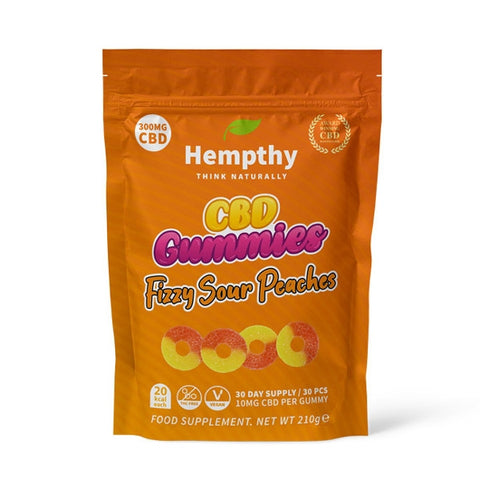 Hempthy  CBD Gummies Fizzy Sour Peach Rings