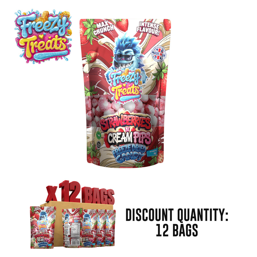 Freezy Treats Strawberry Cream Pips - Freeze Dried Candy Sweets