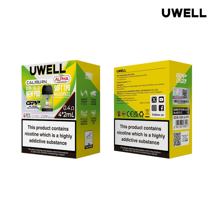 Uwell Caliburn GPP Alpha Replacement Pods - 2ml / 0.4 Ohm