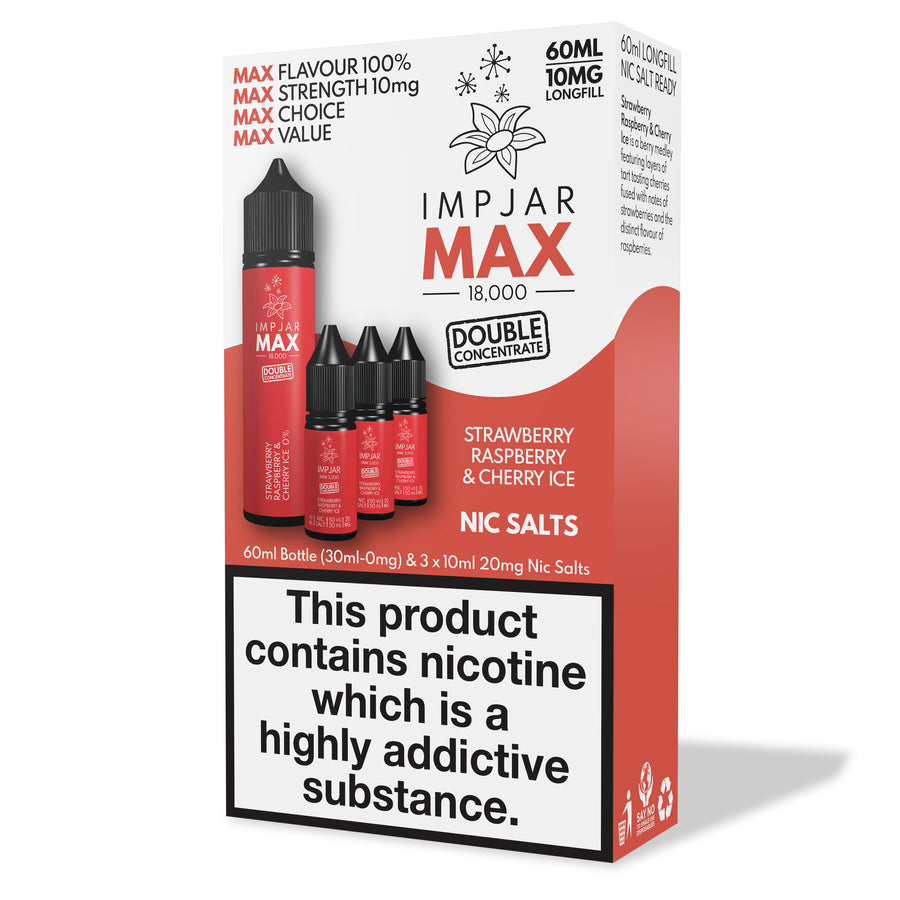 Strawberry Raspberry & Cherry Ice E-Liquid MAX 18000 Longfill By Impjar 60ml