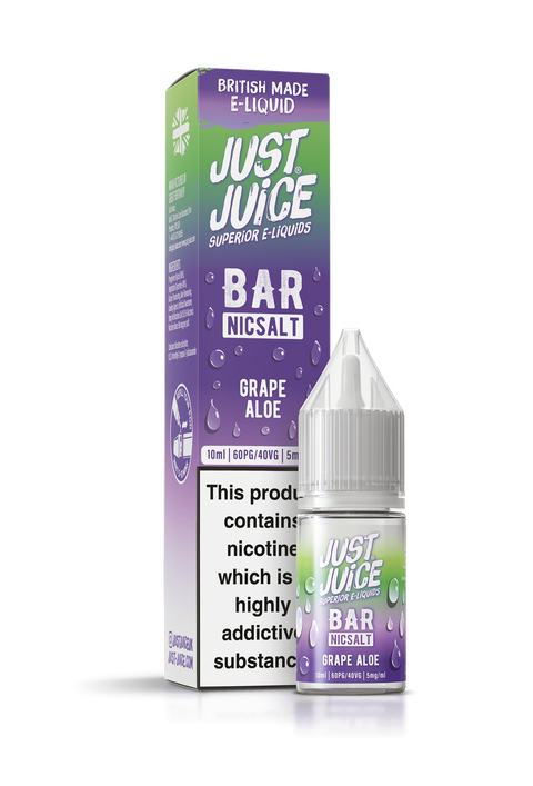 Grape Aloe Bar Range E-Liquid Nicotine Salt By Just Juice 10ml