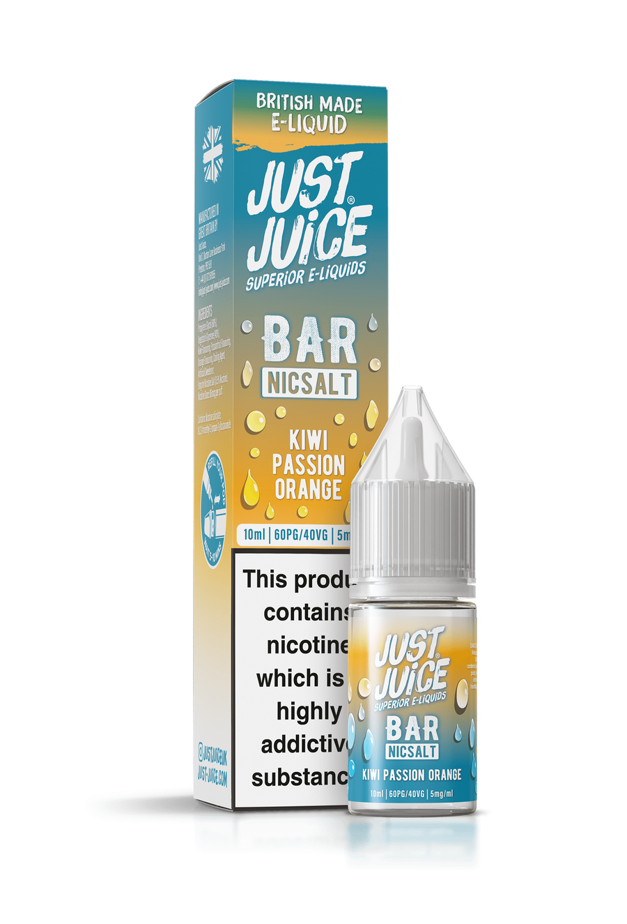 Kiwi Passion Orange Bar Range E-Liquid Nicotine Salt By Just Juice 10ml