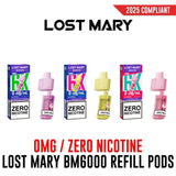 Lost Mary BM6000 6000 Replacement Pre-Filled Pods 0mg (Zero Nicotine)