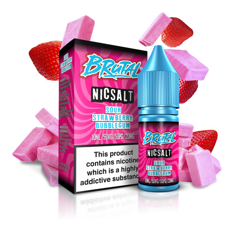 Sour Strawberry Bubblegum BRUTAL E-Liquid Nicotine Salt By Just Juice 10ml