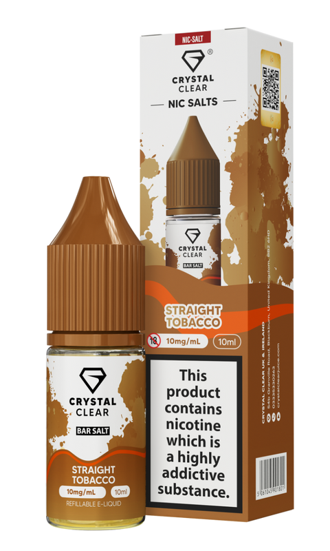 Straight Tobacco E-Liquid Nicotine Bar Salt By Crystal Clear 10ml