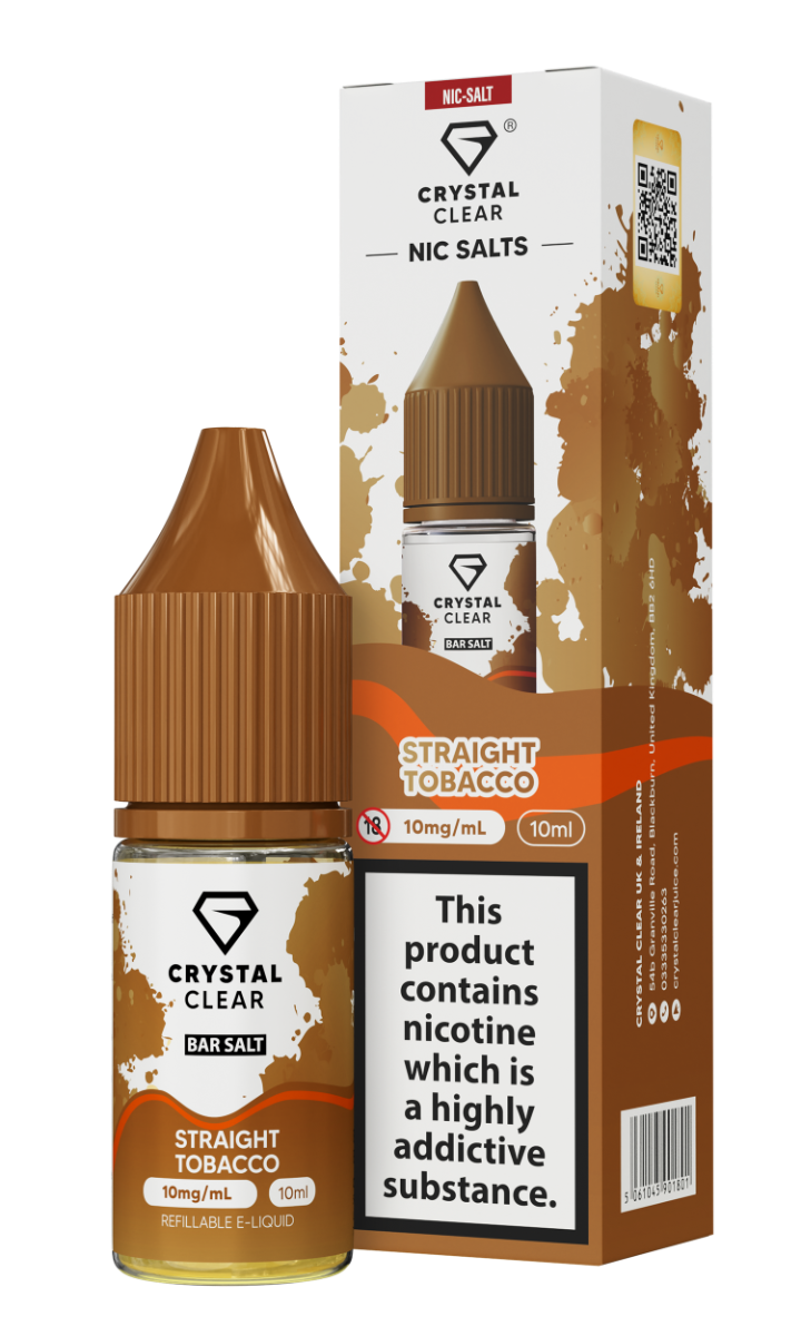 Straight Tobacco E-Liquid Nicotine Bar Salt By Crystal Clear 10ml
