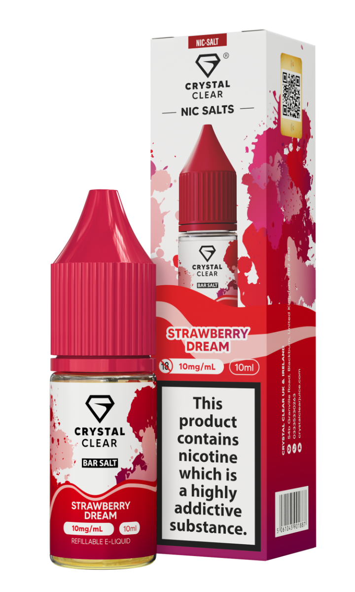 Strawberry Dream E-Liquid Nicotine Bar Salt By Crystal Clear 10ml