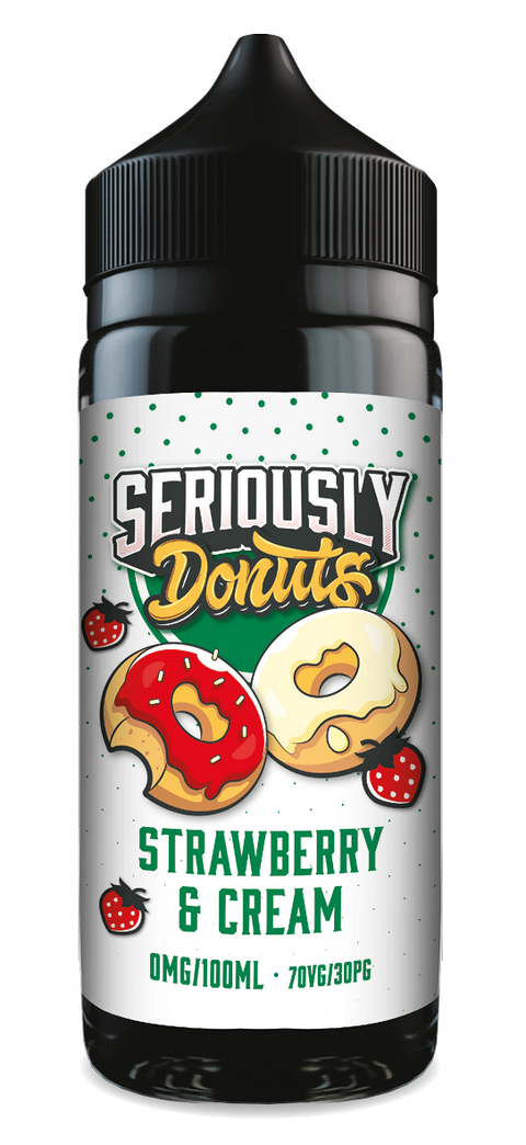Strawberries & Cream Seriously Donuts E-Liquid Shortfill By Doozy Vape 100ml