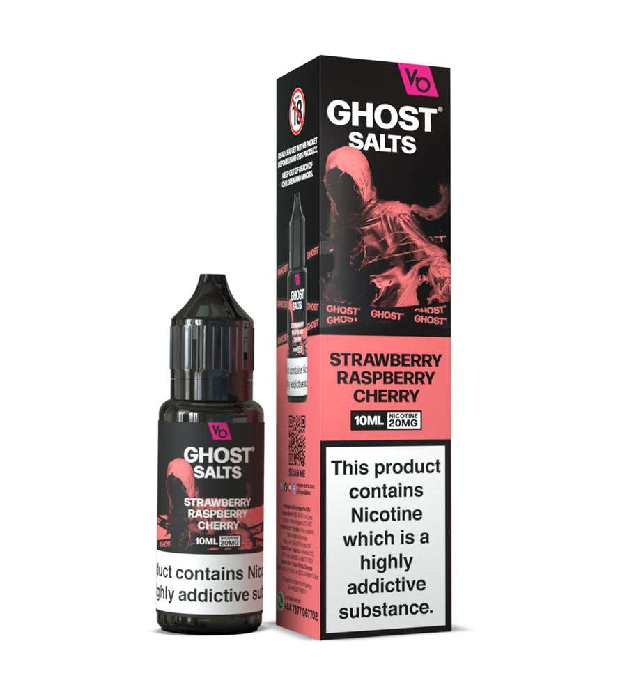 Strawberry Raspberry Cherry GHOST SALTS E-Liquid Nicotine Salt By Vapes Bars 10ml