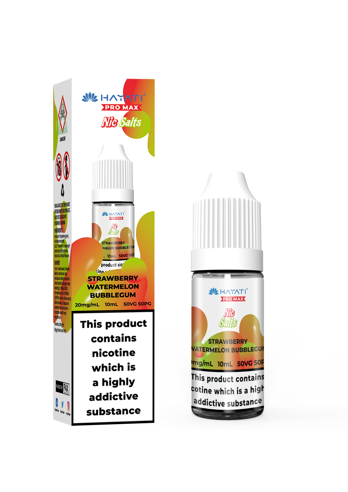 Strawberry Watermelon Bubblegum Pro Max Bar Vape Nic Salt By Hayati