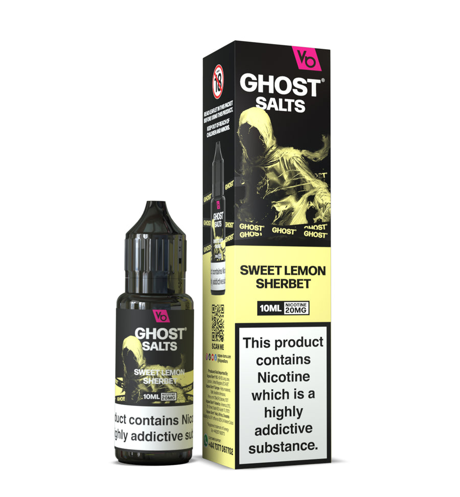 Sweet Lemon Sherbet GHOST SALTS E-Liquid Nicotine Salt By Vapes Bars 10ml