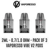 Vaporesso VIBE V2 Replacement Pods - 0.7 / 1.0 Ohm / 2ml