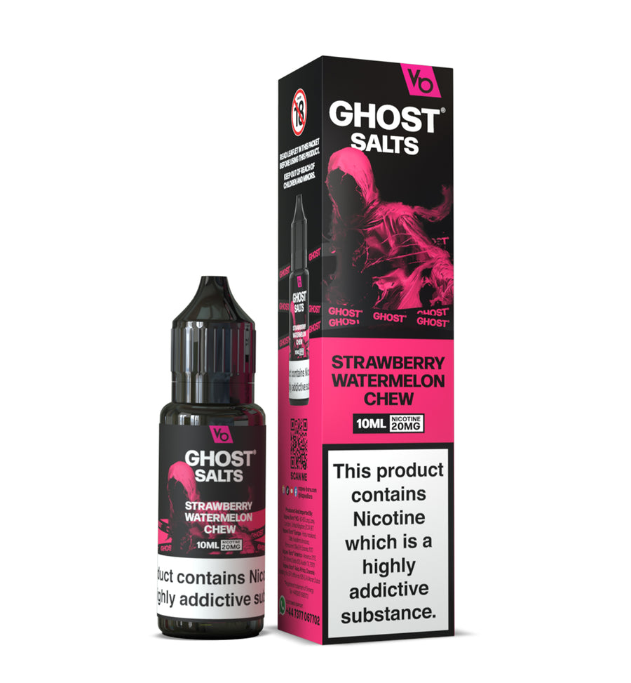 Strawberry Watermelon Chew GHOST SALTS E-Liquid Nicotine Salt By Vapes Bars 10ml