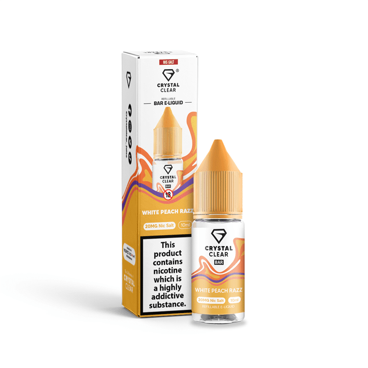 White Peach Razz E-Liquid Nicotine Bar Salt By Crystal Clear 10ml